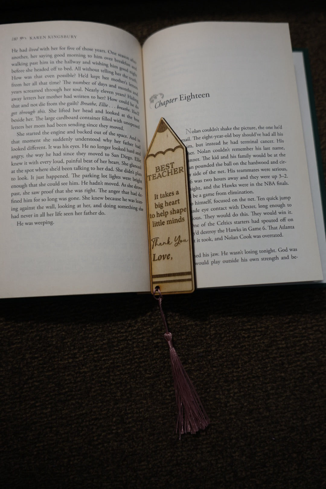 Best Teacher Wooden Bookmark – Laser Engraved Pencil Bookmark with Tassel