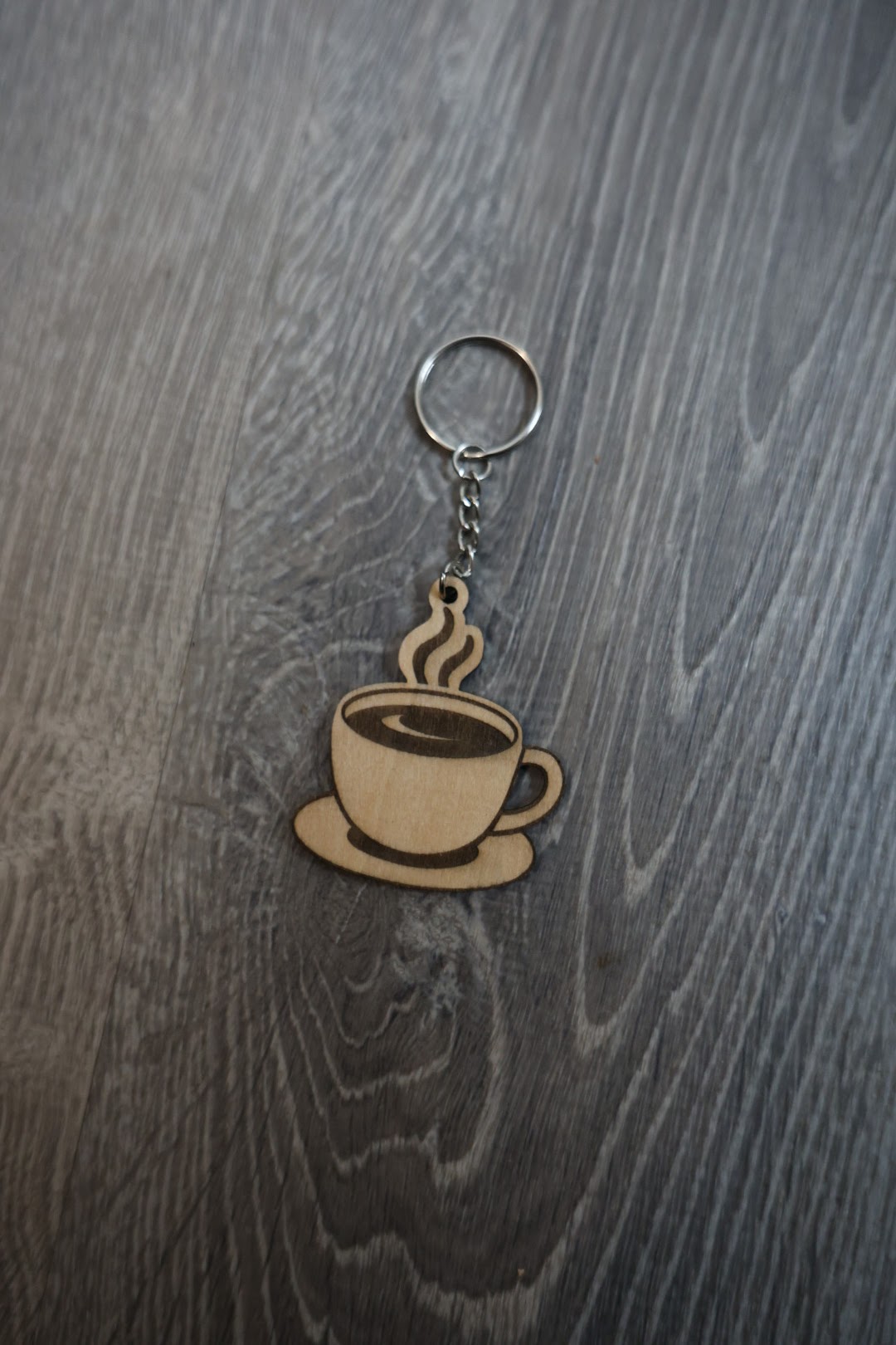 Coffee Cup Wooden Keychain – Laser Engraved Coffee Lover Gift