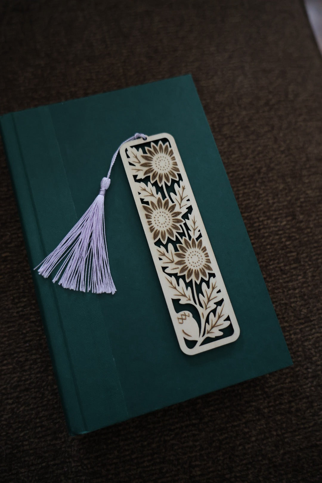 Sunflower Wooden Bookmark with Tassel – Laser Cut Floral Bookmark