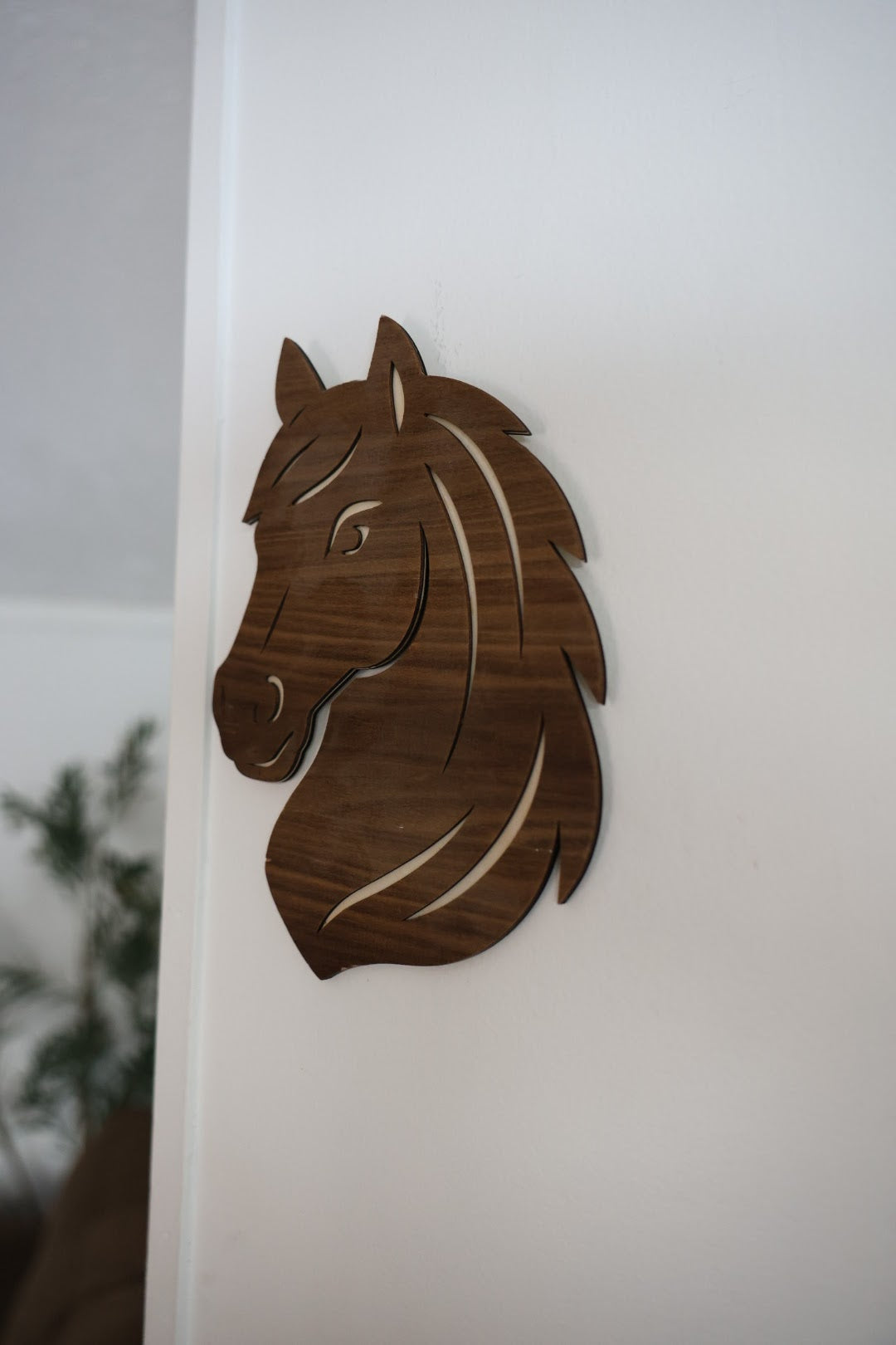 Layered Wooden Horse Head Wall Decor – Rustic Equestrian Wall Art