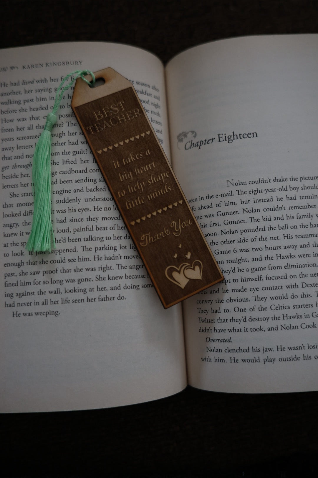 Best Teacher Wooden Bookmark with Tassel – Engraved Teacher Appreciation Gift