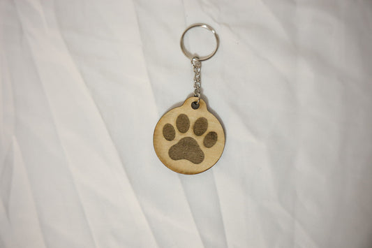Wooden Paw Print Keychain – Dog Lover Gift