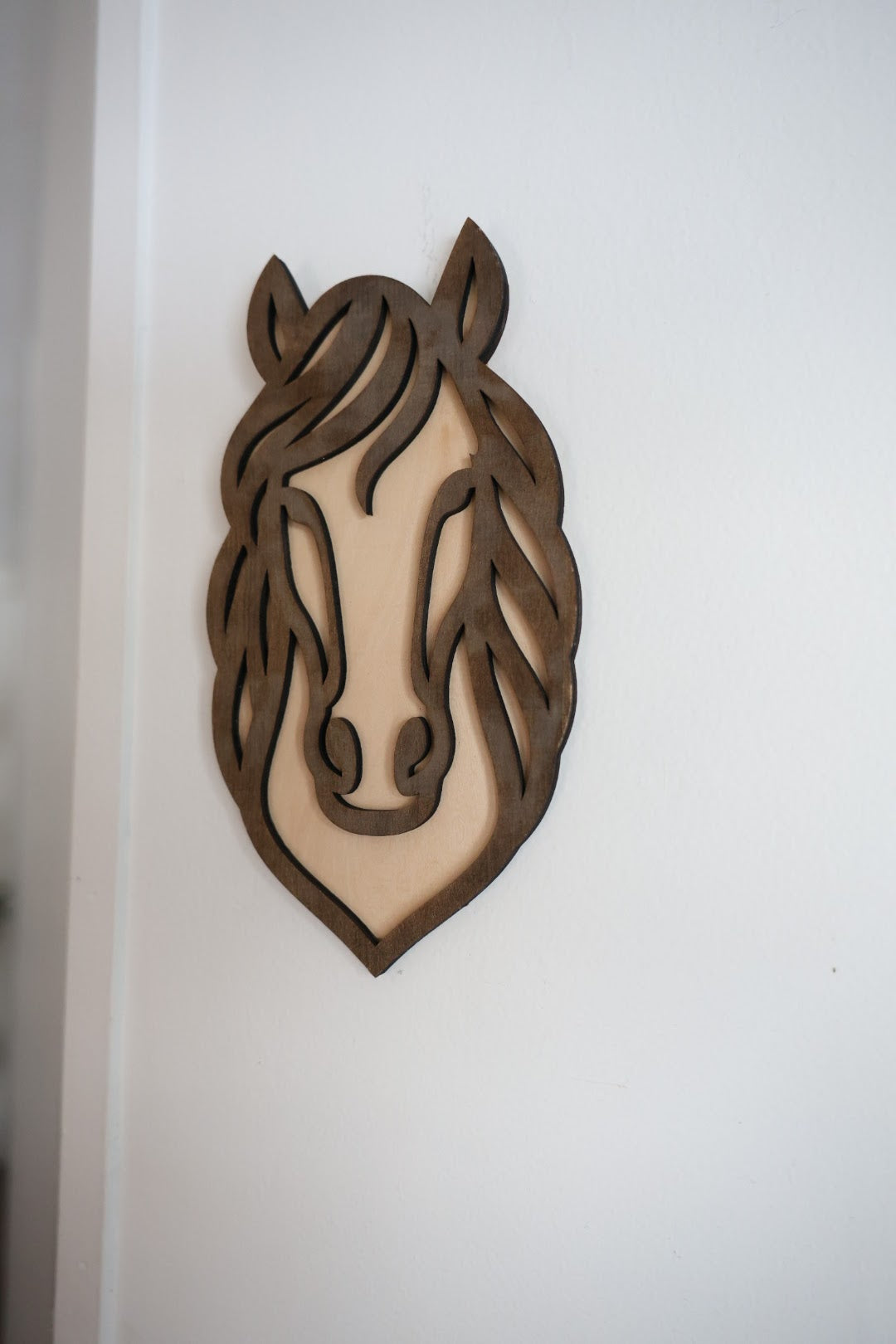 Layered Wooden Horse Head Wall Art – Laser Cut Equestrian Home Décor