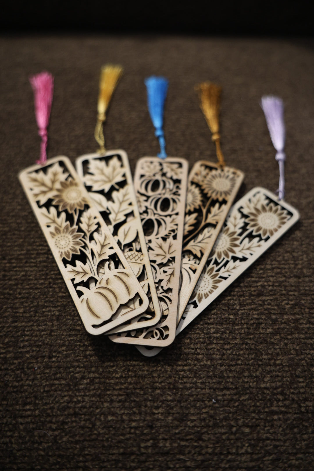 Complete Autumn Wooden Bookmark Collection – 5 Piece Gift Set