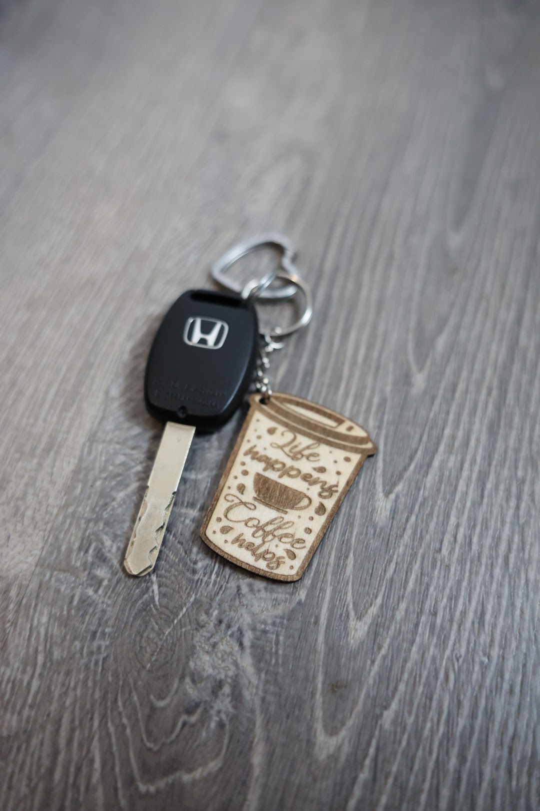 Life Happens Coffee Helps Wooden Keychain – Funny Coffee Lover Gift