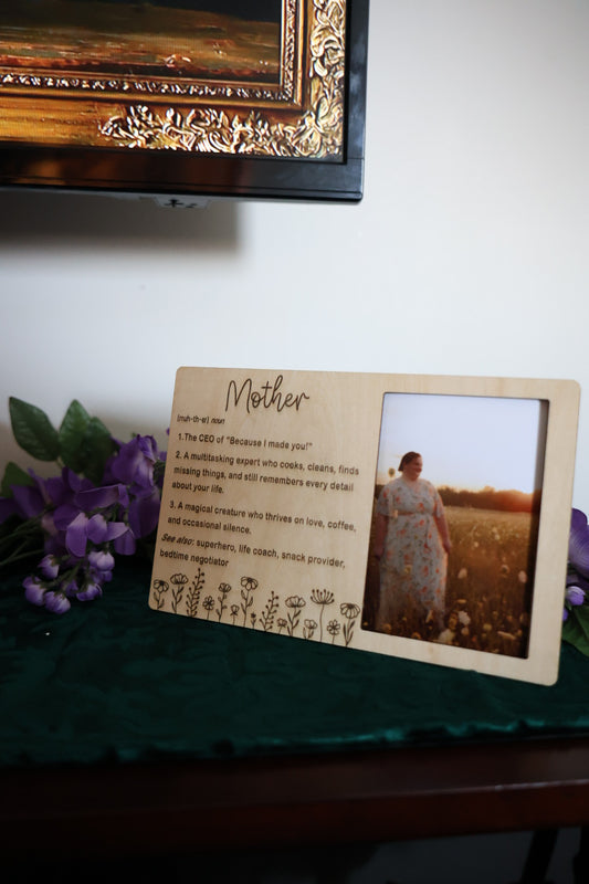Mother Definition Wooden Photo Frame – Sentimental Gift for Mom