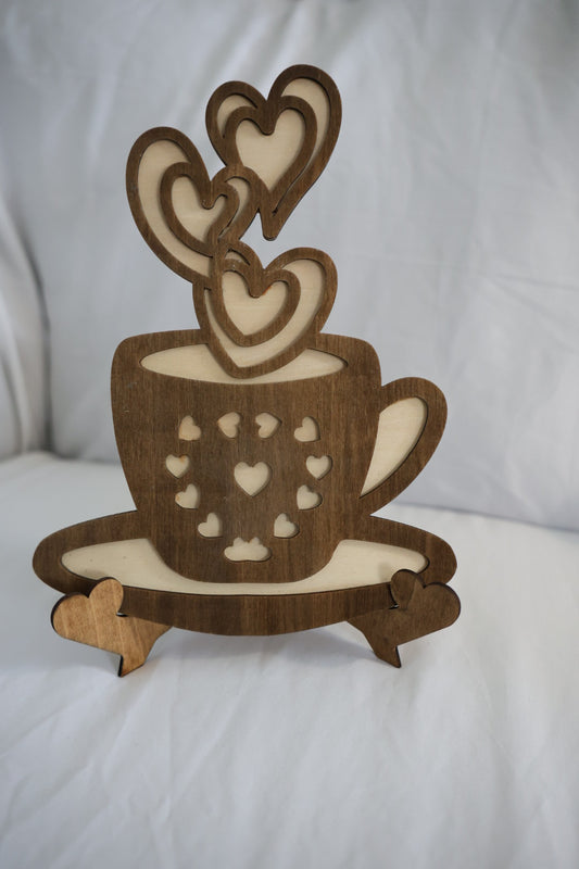 Wooden Coffee Cup Decor – Laser Cut Coffee Bar Table Sign