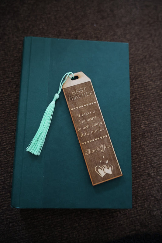 Best Teacher Wooden Bookmark with Tassel – Engraved Teacher Appreciation Gift