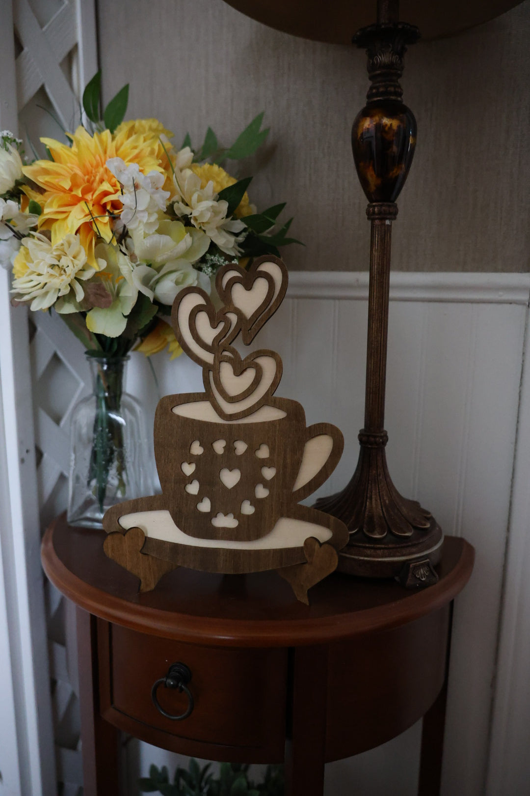 Wooden Coffee Cup Decor – Laser Cut Coffee Bar Table Sign