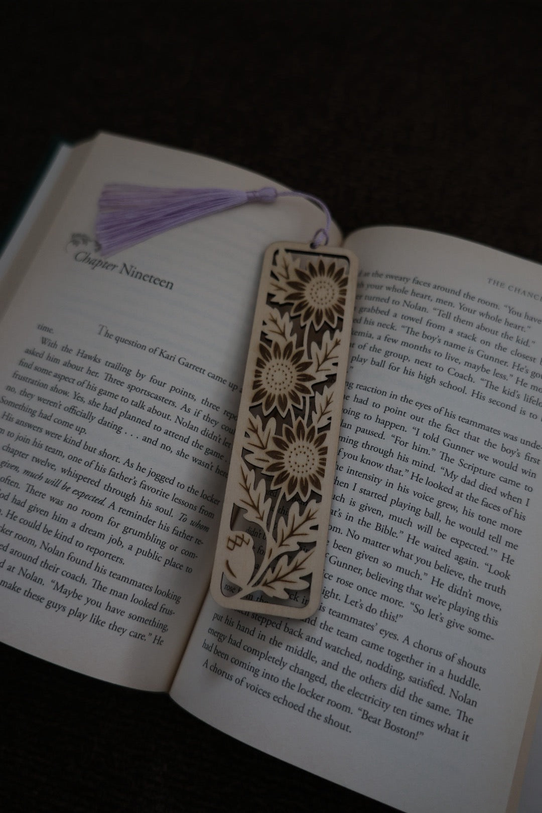Sunflower Wooden Bookmark with Tassel – Laser Cut Floral Bookmark