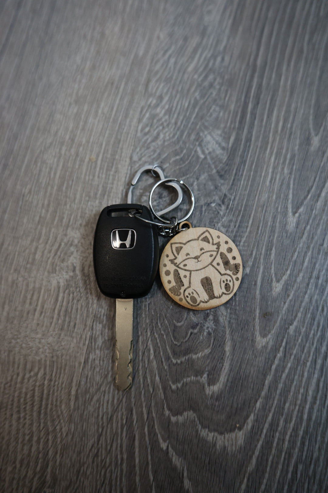 Cute Cat Wooden Keychain – Laser Engraved Cat Lover Gift