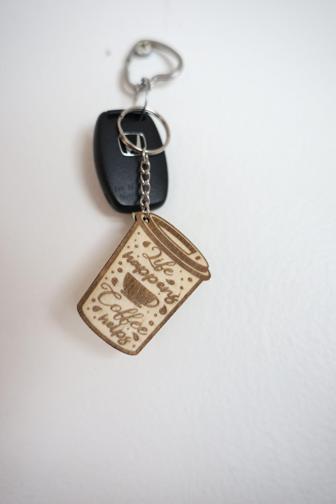 Coffee Lover Wooden Keychain Set – Coffee Cup & Coffee Quote