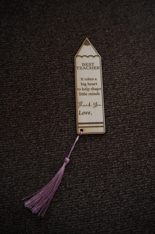 Best Teacher Wooden Bookmark – Laser Engraved Pencil Bookmark with Tassel