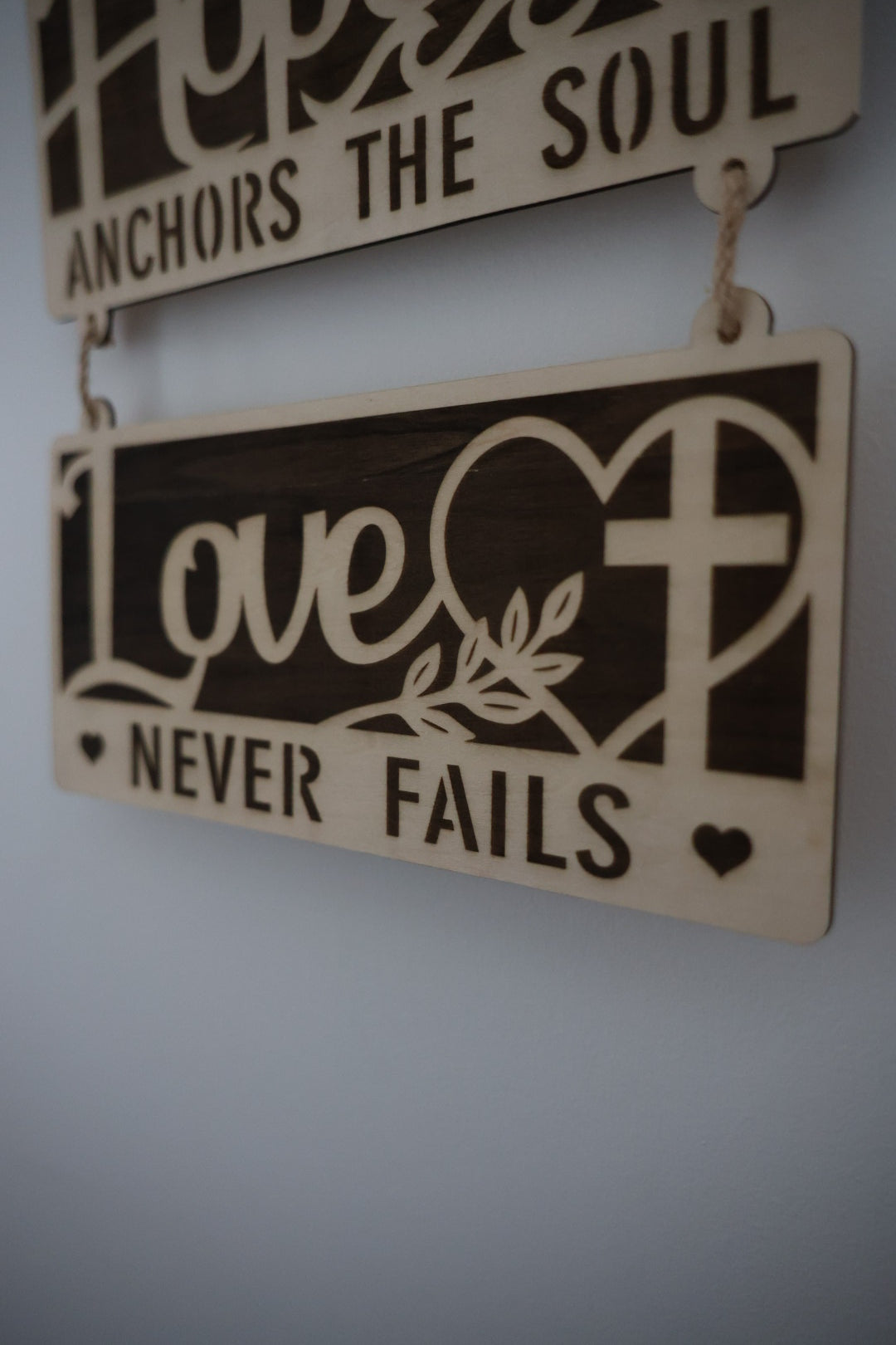 Faith Hope Love Wooden Wall Hanging – Christian Inspirational Home Decor