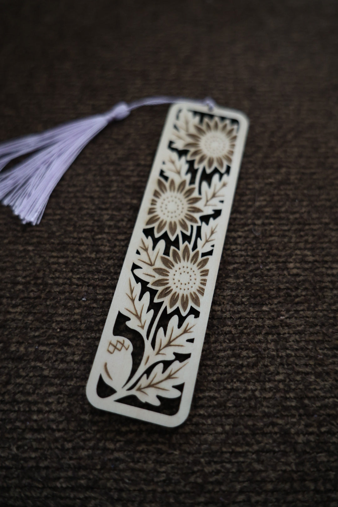 Sunflower Wooden Bookmark with Tassel – Laser Cut Floral Bookmark