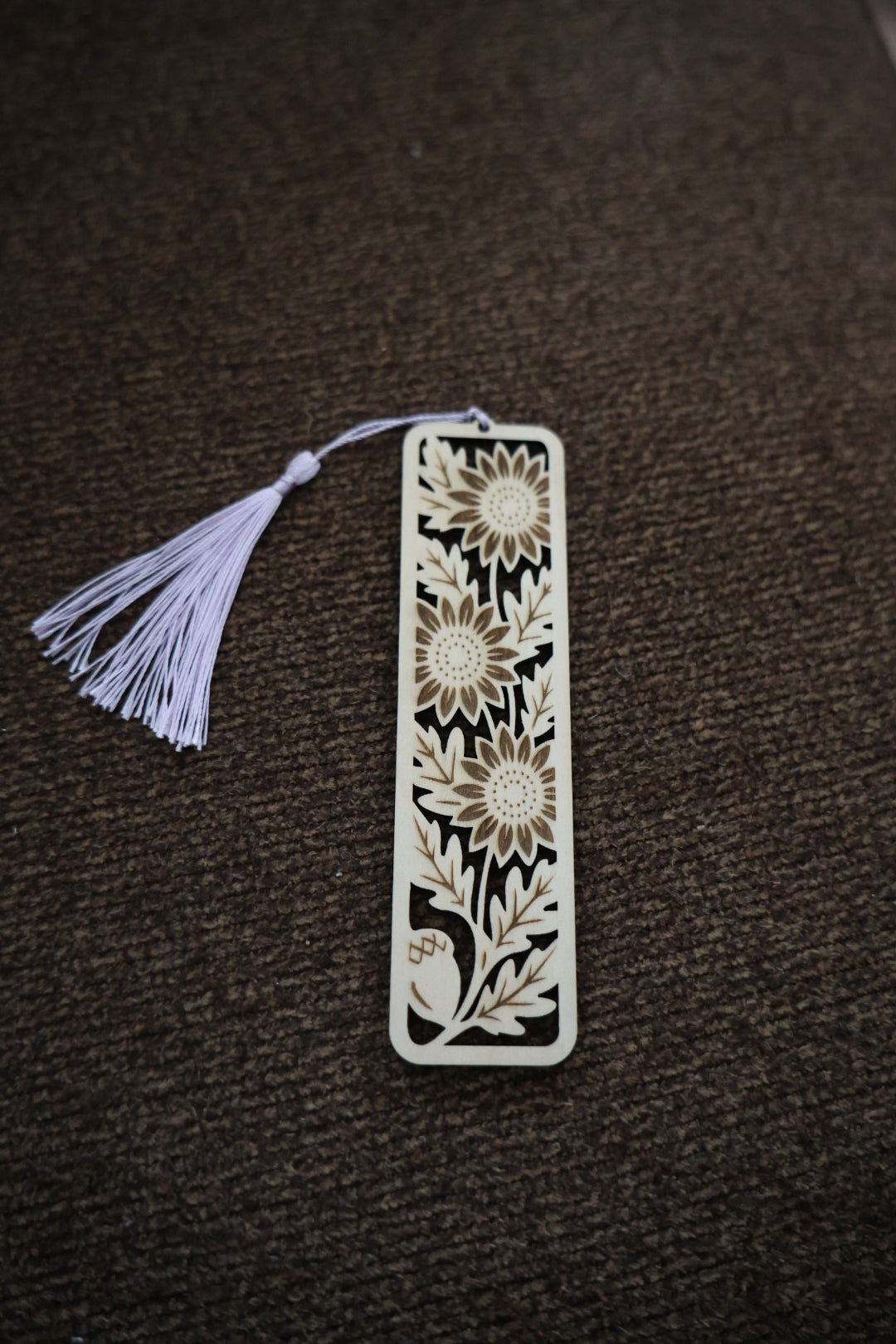 Sunflower Wooden Bookmark with Tassel – Laser Cut Floral Bookmark