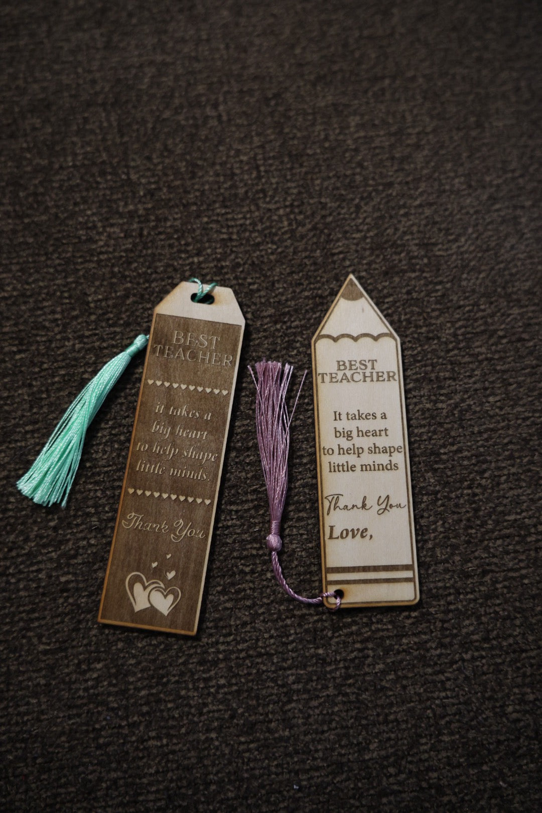 Teacher Appreciation Bookmark Gift Set – 2 Pack Engraved Wooden Bookmarks