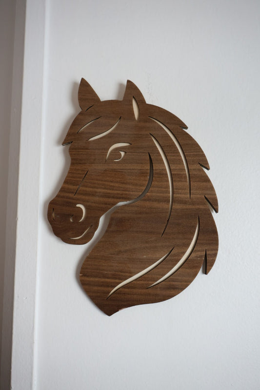 Layered Wooden Horse Head Wall Decor – Rustic Equestrian Wall Art